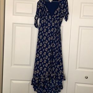Navy floral wrap around Miami dress